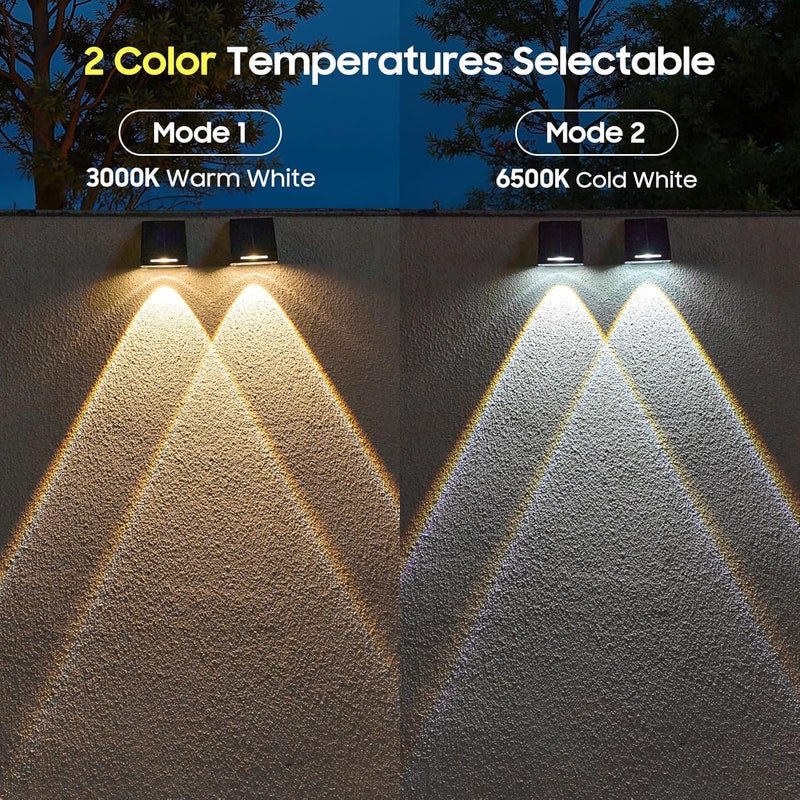 LET MY Solar Fence Lights Outdoor 8 Pack - Brighter Focused Lens, Cold White & Warm Light Fence Solar Lights Outdoor Waterproof, Auto ON/Off Deck Lighting for Wall, Patio, Backyard, Step, Railing - Image 5